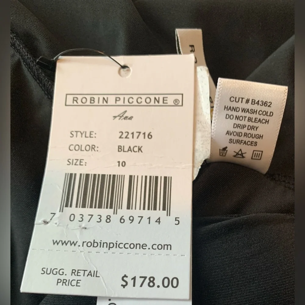 NWT Robin Piccone Black Ava Knot One Piece Swimsuit size 10